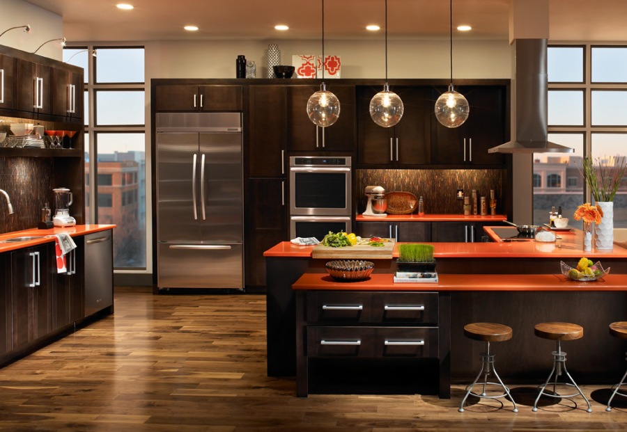 Transitional Kitchen with Contrasting Finishes by Trail Appliances
